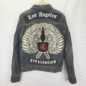 Vintage Y2K Monarchy Los Angeles Denim Jacket Mens Size S/M Grunge Button L/S